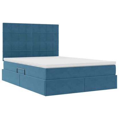vidaXL Lit avec rangement et LED Bleu foncé 140 x 190 cm Velours