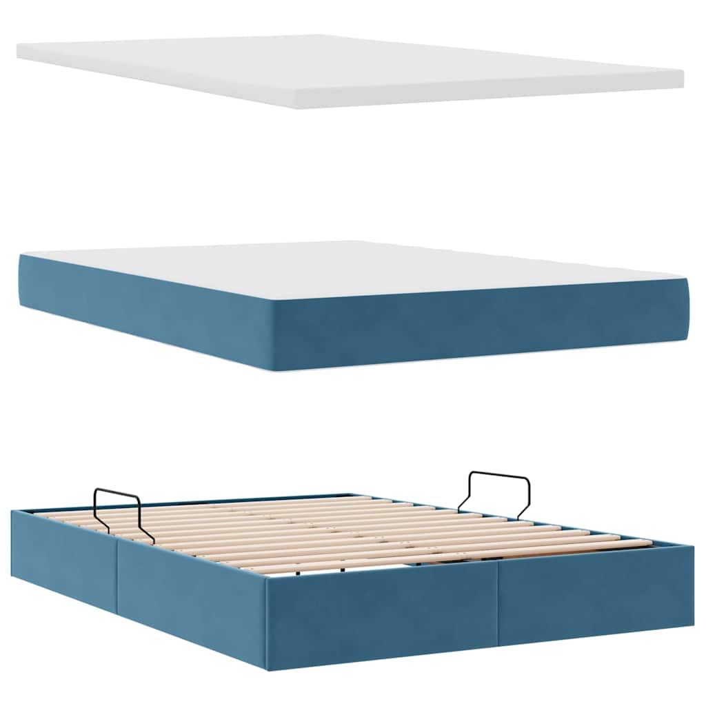 vidaXL Lit avec rangement et LED Bleu foncé 140 x 190 cm Velours