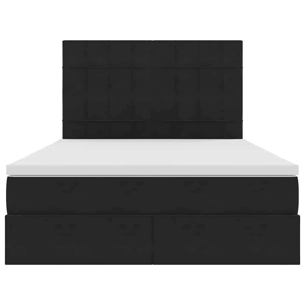 Bett mit Stauraum und LED mit LED Schwarz 140 x 200 cm Samt