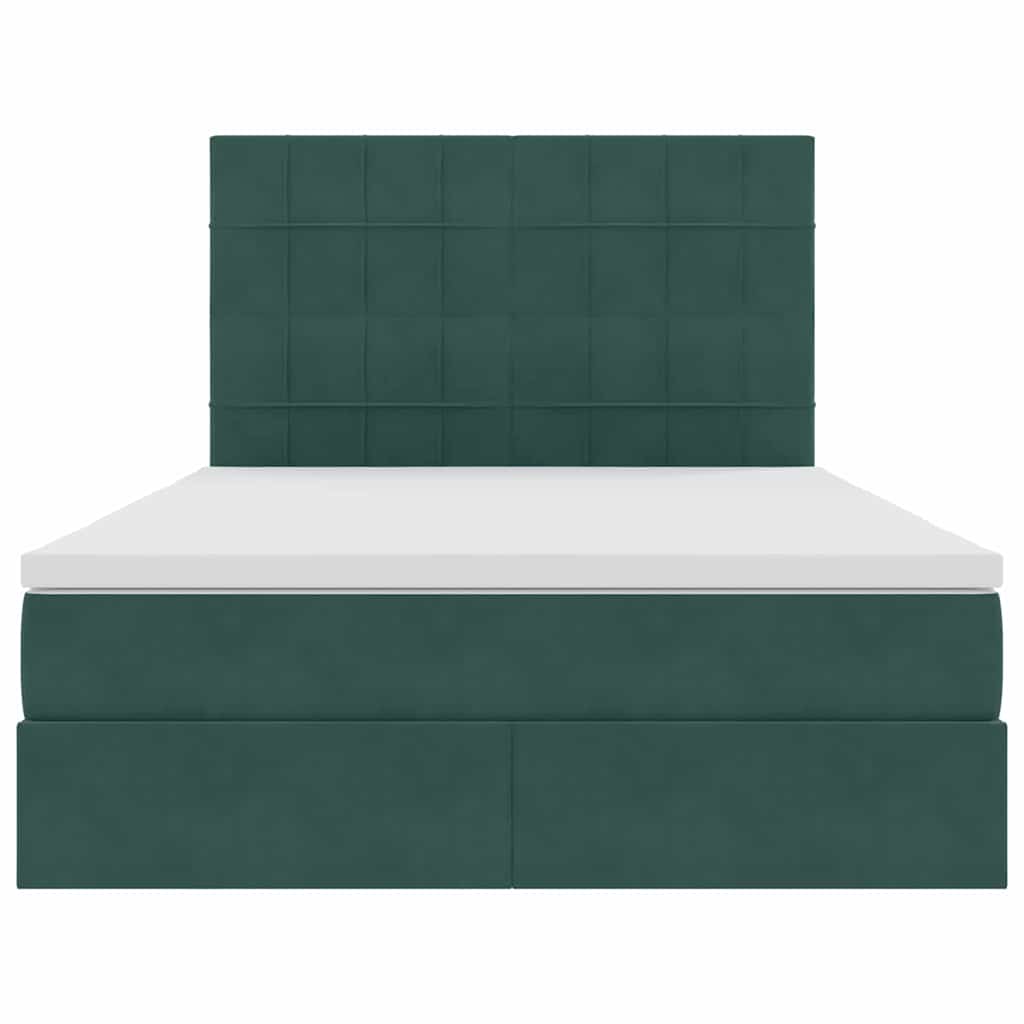 Bett mit Stauraum und LED mit LED Dunkelgrün 140 x 200 cm Samt