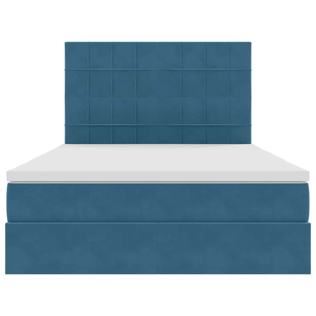 Bett mit Stauraum und LED mit LED Dunkelblau 140 x 200 cm Samt