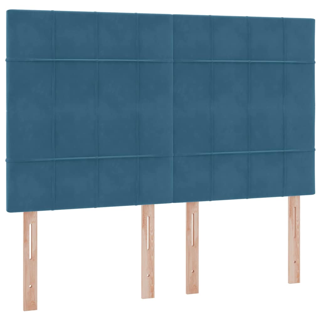 Bett mit Stauraum und LED mit LED Dunkelblau 140 x 200 cm Samt