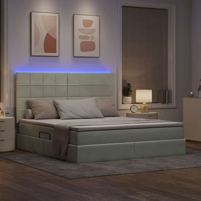 vidaXL Bett mit Stauraum und LED mit LED Hellgrau 160 x 200 cm Samt