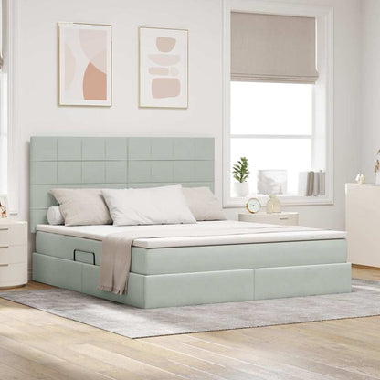 vidaXL Bett mit Stauraum und LED mit LED Hellgrau 160 x 200 cm Samt