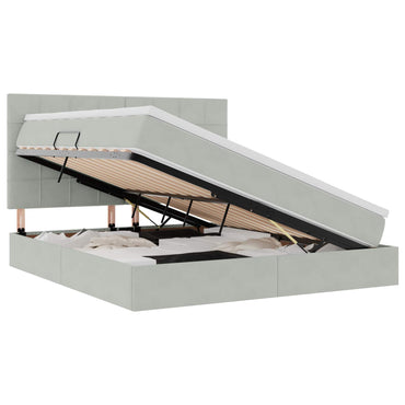 vidaXL Bett mit Stauraum und LED mit LED Hellgrau 160 x 200 cm Samt