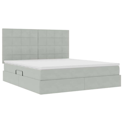 vidaXL Bett mit Stauraum und LED mit LED Hellgrau 160 x 200 cm Samt
