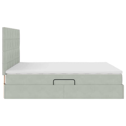 vidaXL Bett mit Stauraum und LED mit LED Hellgrau 160 x 200 cm Samt