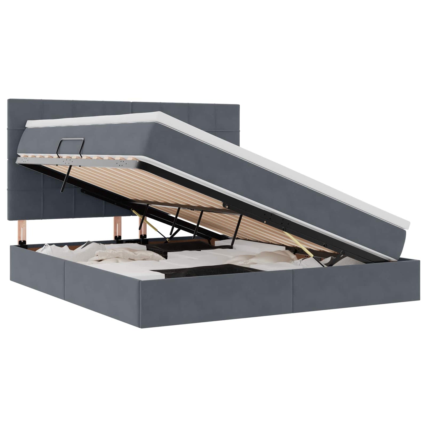 vidaXL Bett mit Stauraum und LED mit LED Dunkelgrau 160 x 200 cm Samt
