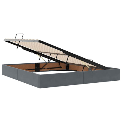 vidaXL Bett mit Stauraum und LED mit LED Dunkelgrau 160 x 200 cm Samt