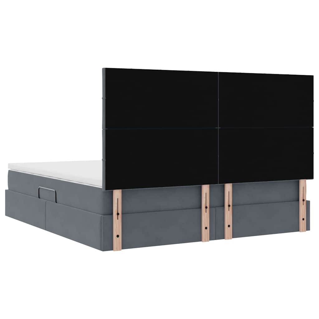 vidaXL Bett mit Stauraum und LED mit LED Dunkelgrau 160 x 200 cm Samt
