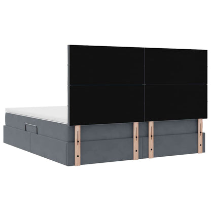 vidaXL Bett mit Stauraum und LED mit LED Dunkelgrau 160 x 200 cm Samt