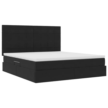 vidaXL Bett mit Stauraum und LED mit LED Schwarz 160 x 200 cm Samt