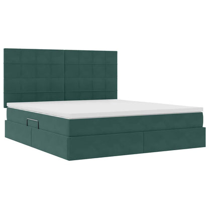 vidaXL Bett mit Stauraum und LED mit LED Dunkelgrün 160 x 200 cm Samt