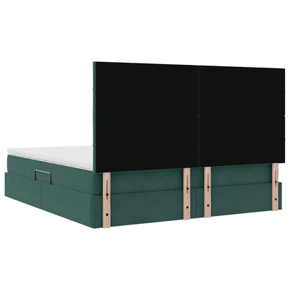 vidaXL Bett mit Stauraum und LED mit LED Dunkelgrün 160 x 200 cm Samt