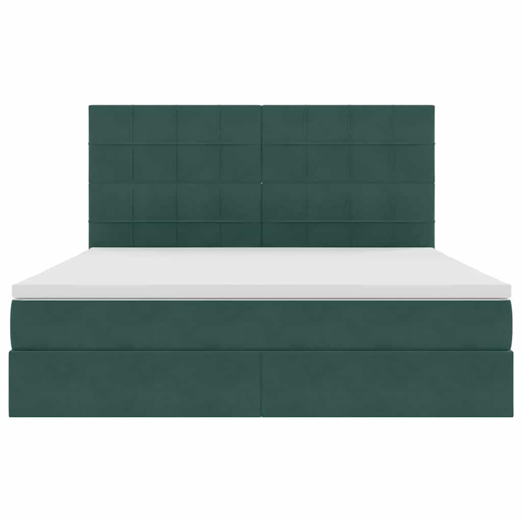 vidaXL Bett mit Stauraum und LED mit LED Dunkelgrün 160 x 200 cm Samt