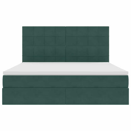 vidaXL Bett mit Stauraum und LED mit LED Dunkelgrün 160 x 200 cm Samt