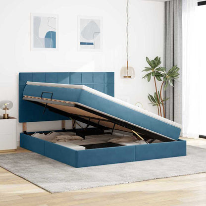 vidaXL Bett mit Stauraum und LED mit LED Dunkelblau 160 x 200 cm Samt