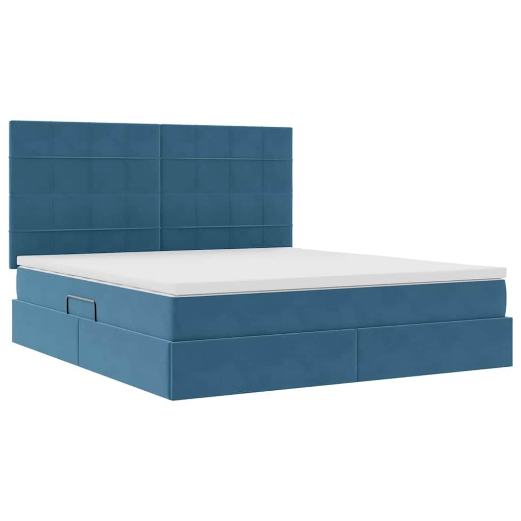 vidaXL Bett mit Stauraum und LED mit LED Dunkelblau 160 x 200 cm Samt
