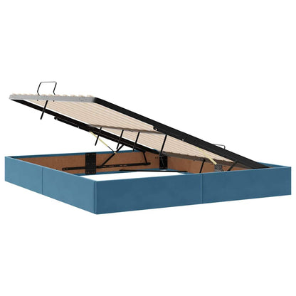 vidaXL Bett mit Stauraum und LED mit LED Dunkelblau 160 x 200 cm Samt