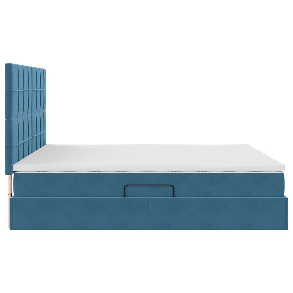 vidaXL Bett mit Stauraum und LED mit LED Dunkelblau 160 x 200 cm Samt