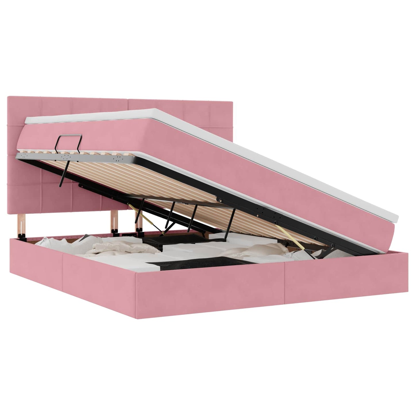 vidaXL Bett mit Stauraum und LED mit Matratze Rosa 160 x 200 cm Samt