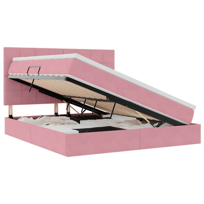 vidaXL Bett mit Stauraum und LED mit Matratze Rosa 160 x 200 cm Samt