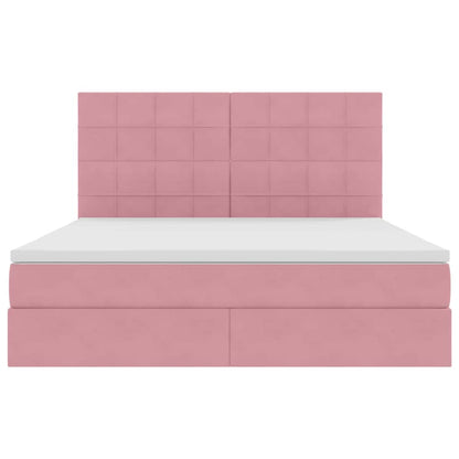 vidaXL Bett mit Stauraum und LED mit Matratze Rosa 160 x 200 cm Samt