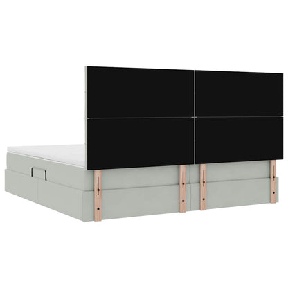 vidaXL Bett mit Stauraum und LED mit LED Hellgrau 200 x 200 cm Samt