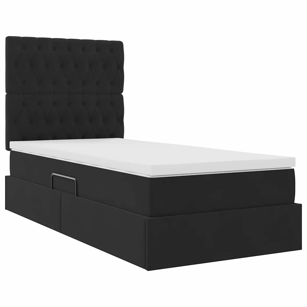vidaXL Bett mit Stauraum und LED mit Matratze Schwarz 90 x 190 cm Samt