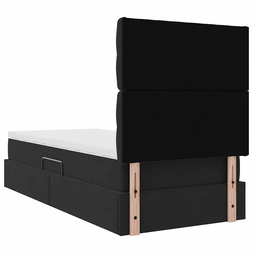 vidaXL Bett mit Stauraum und LED mit Matratze Schwarz 90 x 190 cm Samt