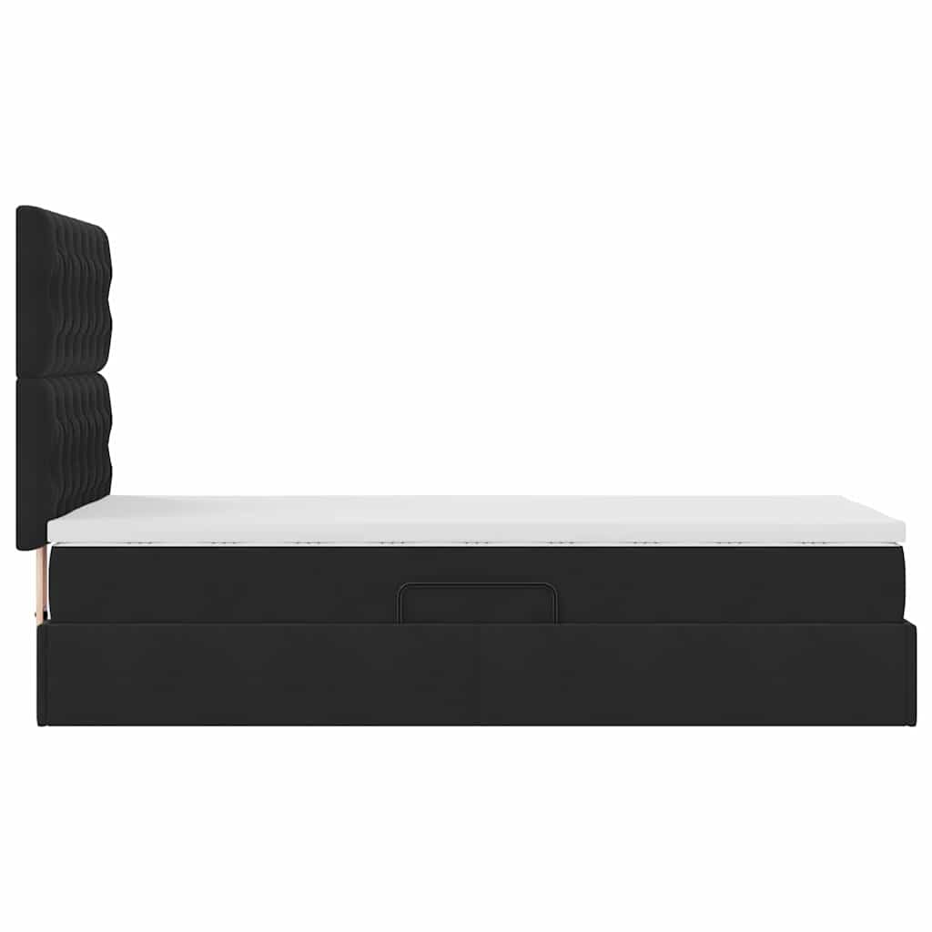 vidaXL Bett mit Stauraum und LED mit Matratze Schwarz 90 x 190 cm Samt