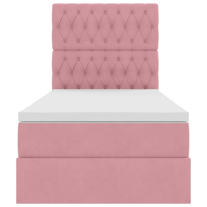 vidaXL Bett mit Stauraum und LED mit Matratze Rosa 90 x 190 cm Samt