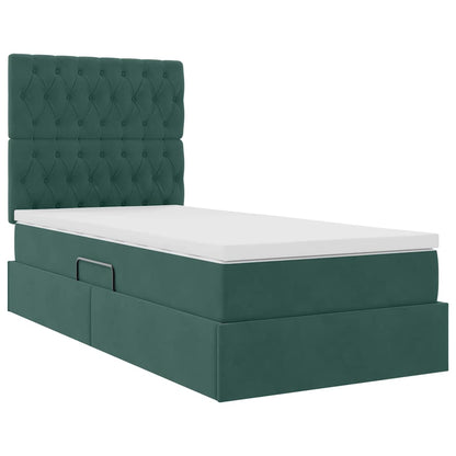 vidaXL Bett mit Stauraum und LED mit LED Dunkelgrün 90 x 200 cm Samt