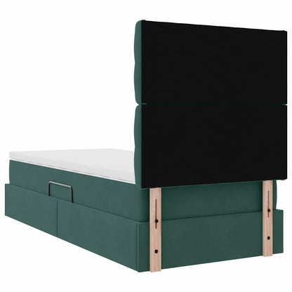 vidaXL Bett mit Stauraum und LED mit LED Dunkelgrün 90 x 200 cm Samt