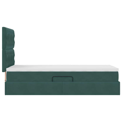 vidaXL Bett mit Stauraum und LED mit LED Dunkelgrün 90 x 200 cm Samt