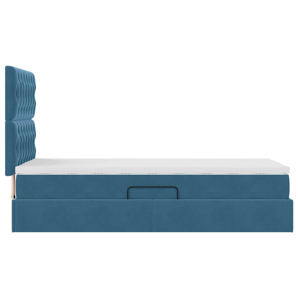 vidaXL Bett mit Stauraum und LED mit LED Dunkelblau 90 x 200 cm Samt