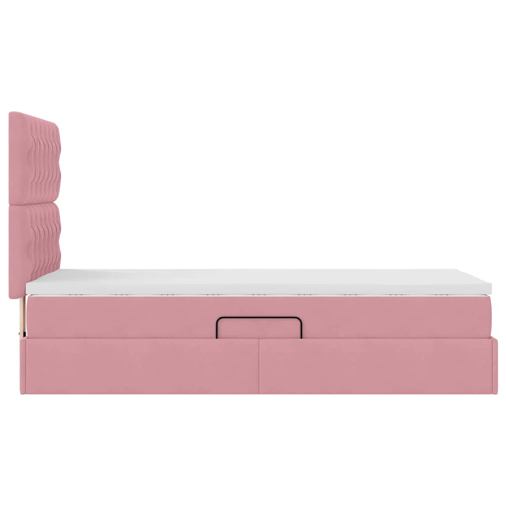 vidaXL Bett mit Stauraum und LED mit Matratze Rosa 90 x 200 cm Samt