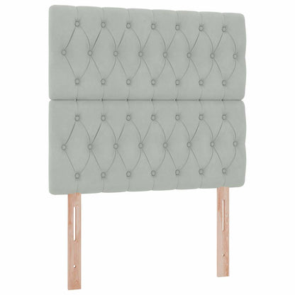 Bett mit Stauraum und LED mit LED Hellgrau 100 x 200 cm Samt