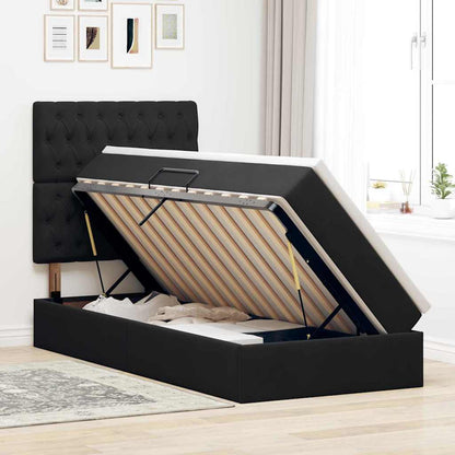 vidaXL Bett mit Stauraum und LED mit LED Schwarz 100 x 200 cm Samt