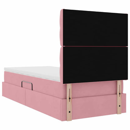 vidaXL Bett mit Stauraum und LED mit Matratze Rosa 100 x 200 cm Samt