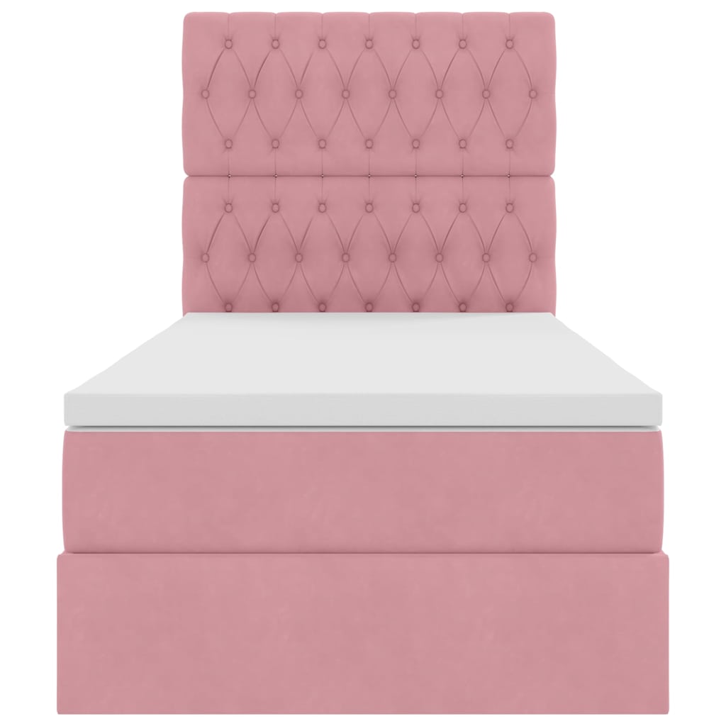 vidaXL Bett mit Stauraum und LED mit Matratze Rosa 100 x 200 cm Samt