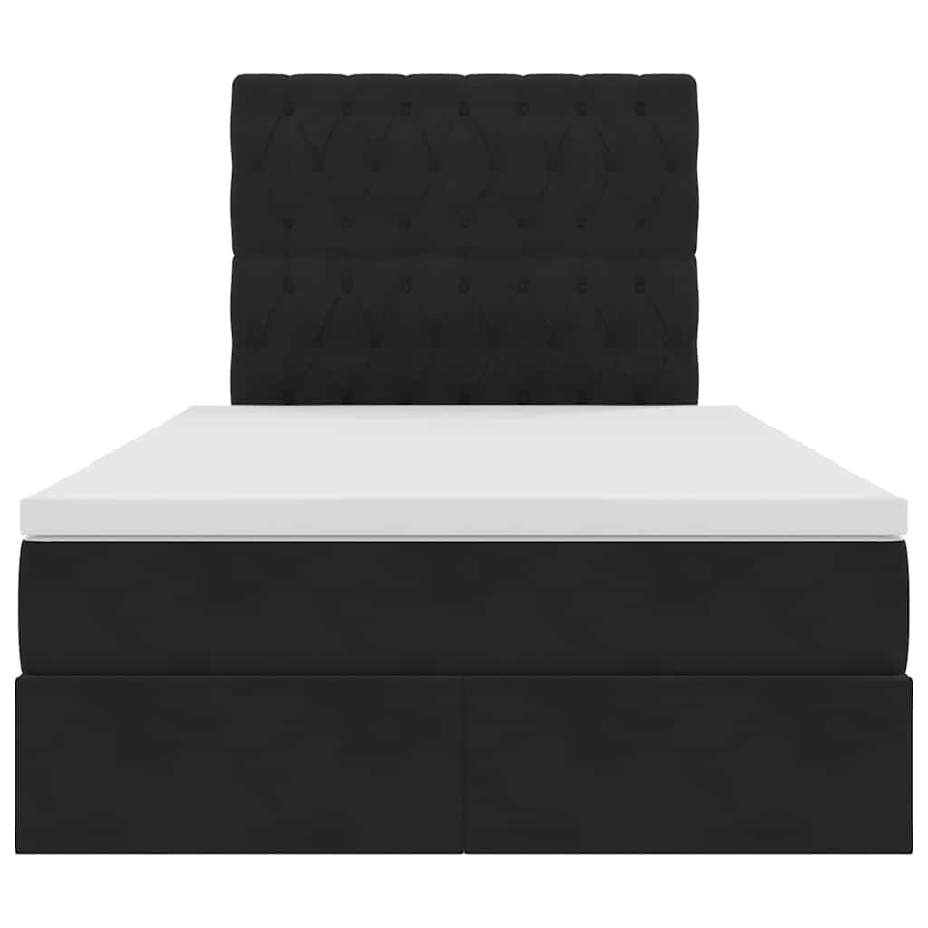 Bett mit Stauraum und LED mit LED Schwarz 120 x 190 cm Samt