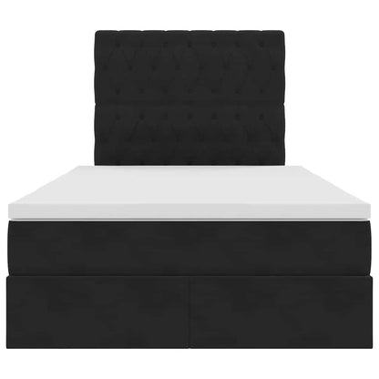 Bett mit Stauraum und LED mit LED Schwarz 120 x 190 cm Samt