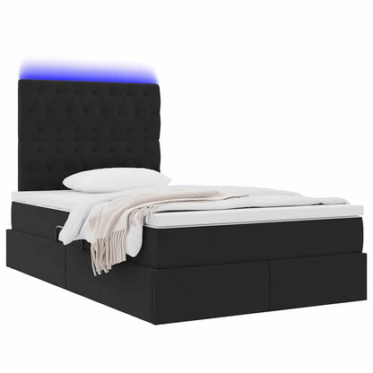 Bett mit Stauraum und LED mit LED Schwarz 120 x 190 cm Samt