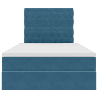 Bett mit Stauraum und LED mit LED Dunkelblau 120 x 200 cm Samt