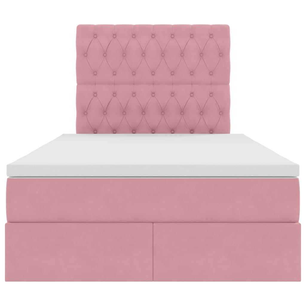 Bett mit Stauraum und LED mit Matratze Rosa 120 x 200 cm Samt