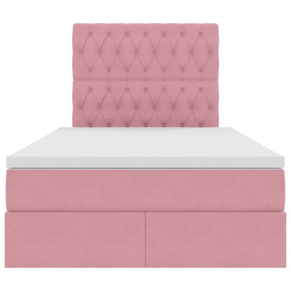 Bett mit Stauraum und LED mit Matratze Rosa 120 x 200 cm Samt