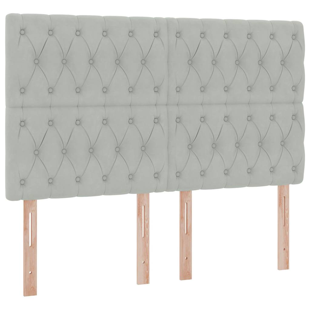 Bett mit Stauraum und LED mit LED Hellgrau 140 x 190 cm Samt