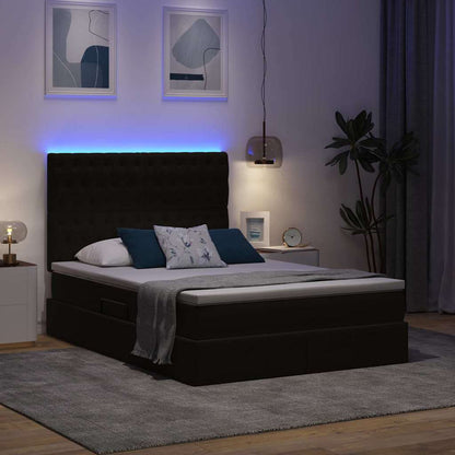 Bett mit Stauraum und LED mit LED Schwarz 140 x 190 cm Samt