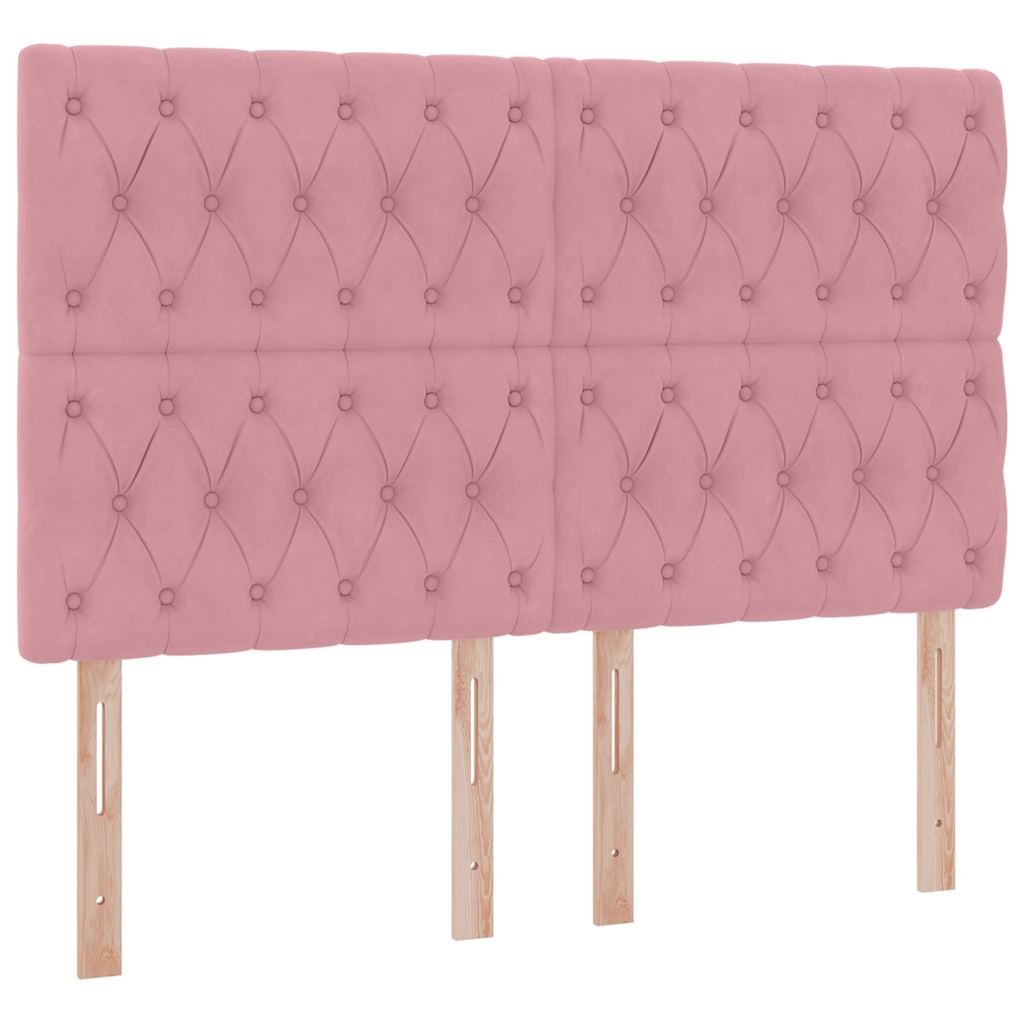 Bett mit Stauraum und LED mit Matratze Rosa 140 x 190 cm Samt